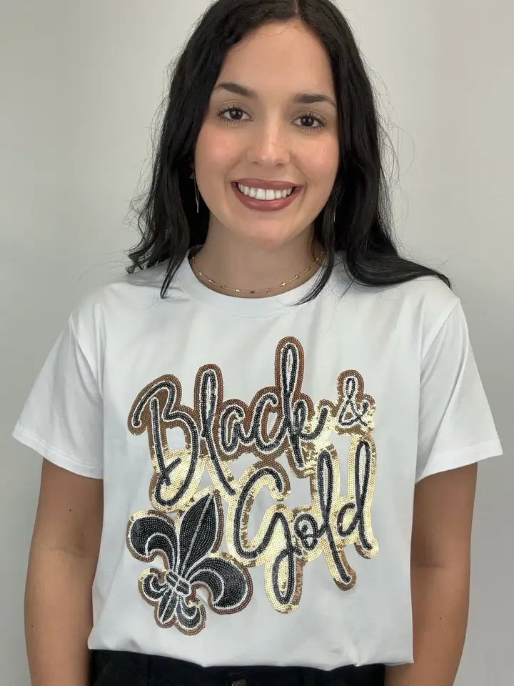 Black & Gold Sequin Tee