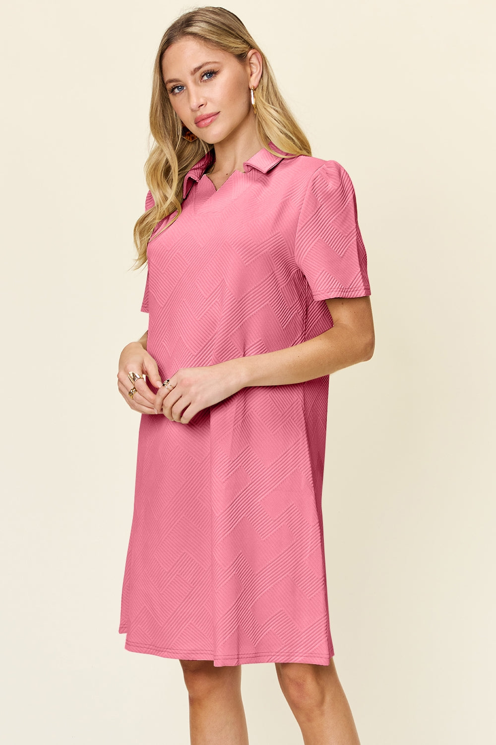 pink teacher dress TQWQT Dresses for Women 2025 Short Sleeve Teacher Dress Plain Print Work Maxi Dresses Long Trendy Patchwork Ruffle Hem A Line Dresses Formal Funeral Outfit Pink L