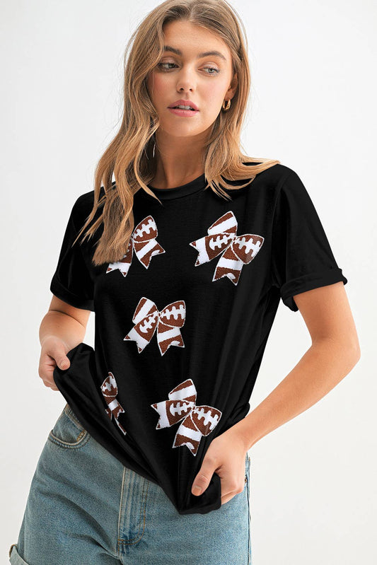 Rugby Football Bowknot Patch Graphic Shirt
