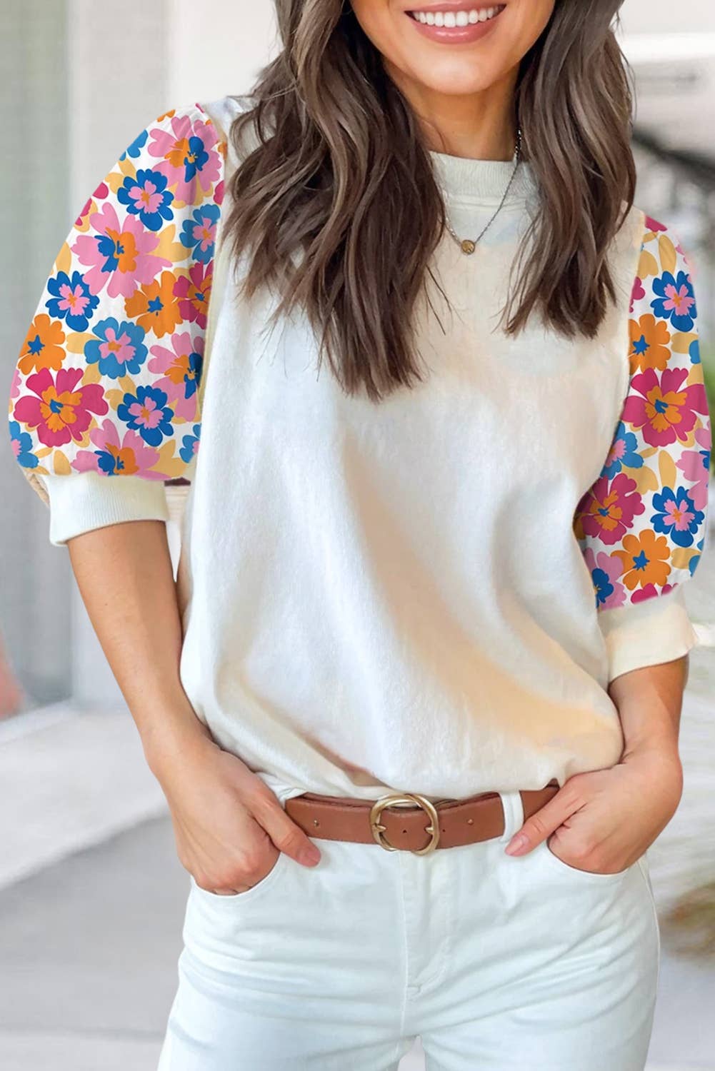 Flower Power Puff Sleeve Blouse