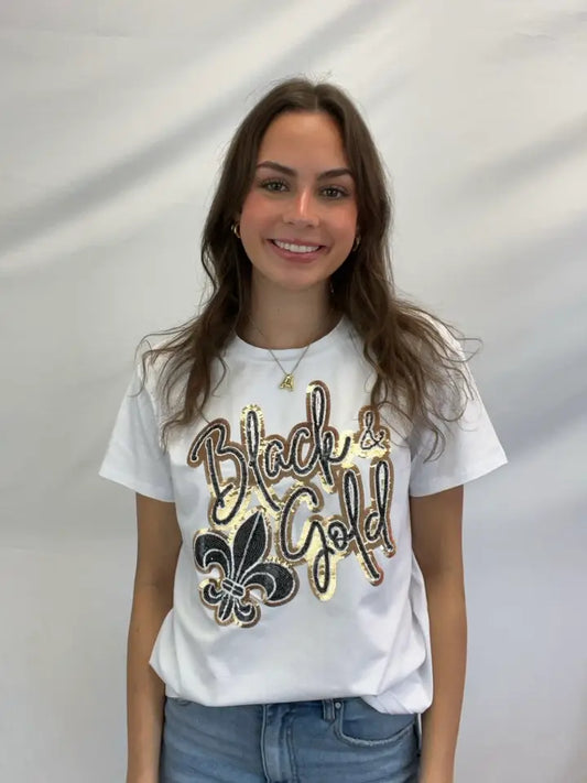 Black & Gold Sequin Tee