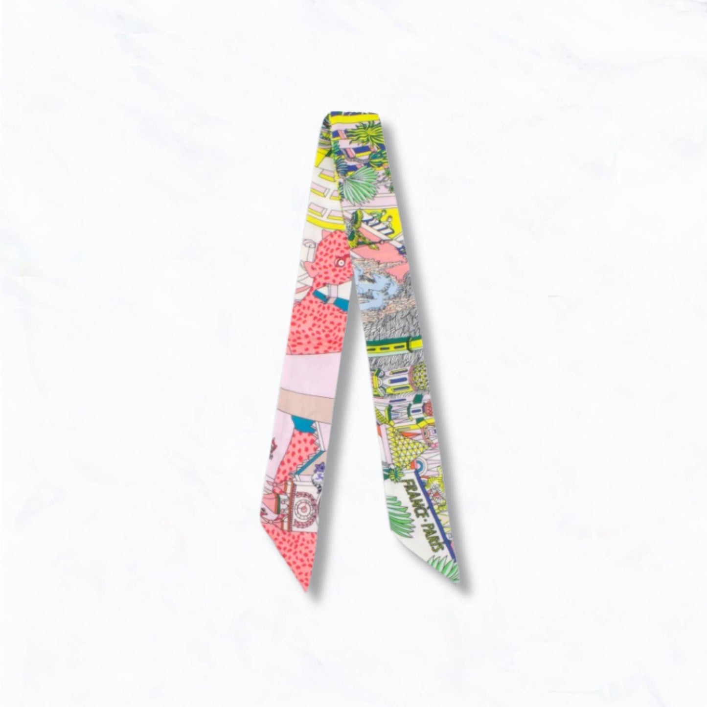 Colorful Paris-Inspired Print Thin Scarf