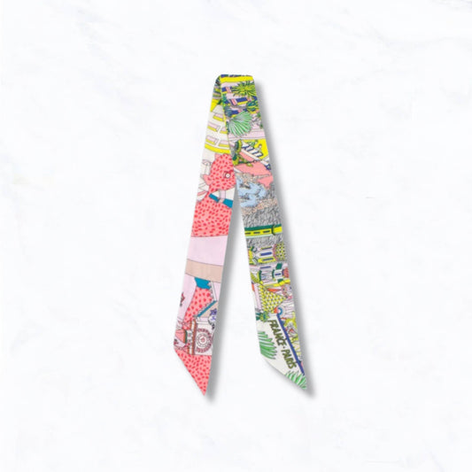 Colorful Paris-Inspired Print Thin Scarf