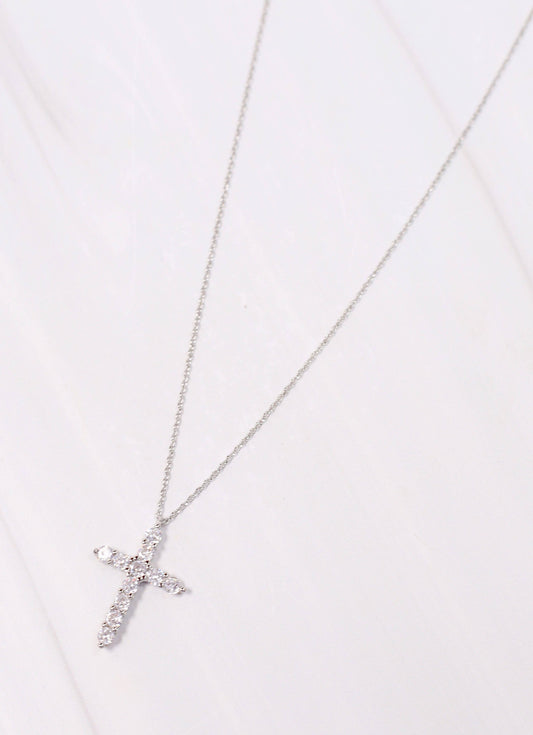 Valencourt CZ Cross Necklace SILVER