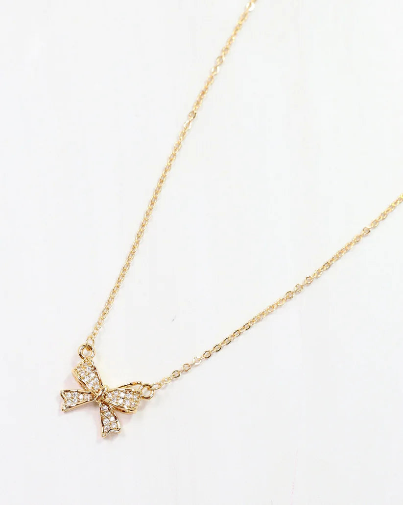 Darcy CZ Bow Necklace Gold
