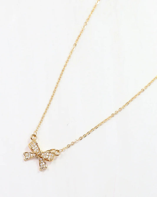 Darcy CZ Bow Necklace Gold