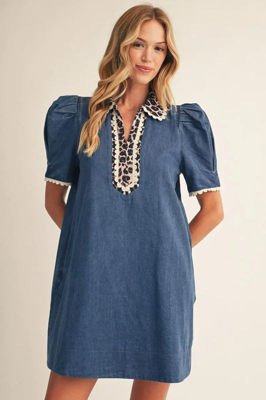 Denim & Leopard Dress