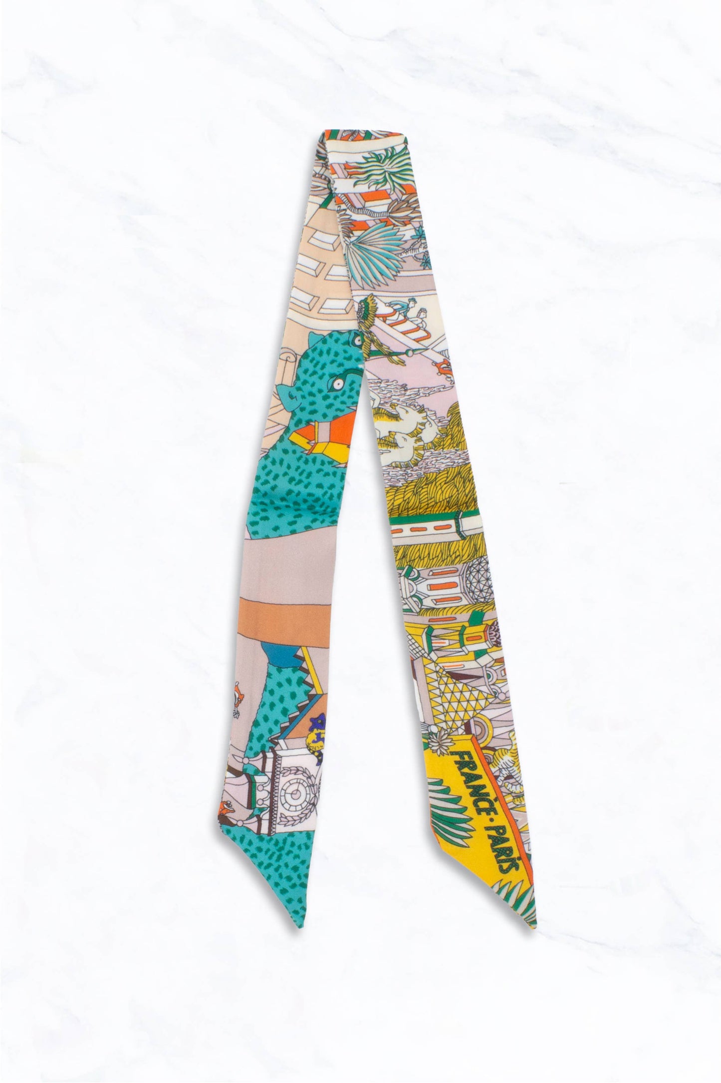 Colorful Paris-Inspired Print Thin Scarf