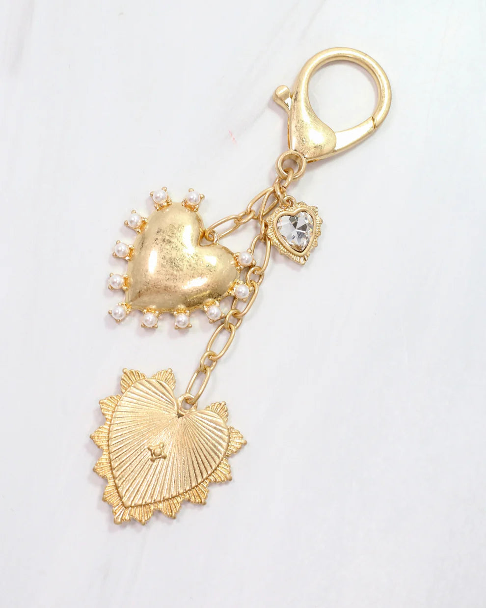 You Have My Heart Bag Charm Worn Gold