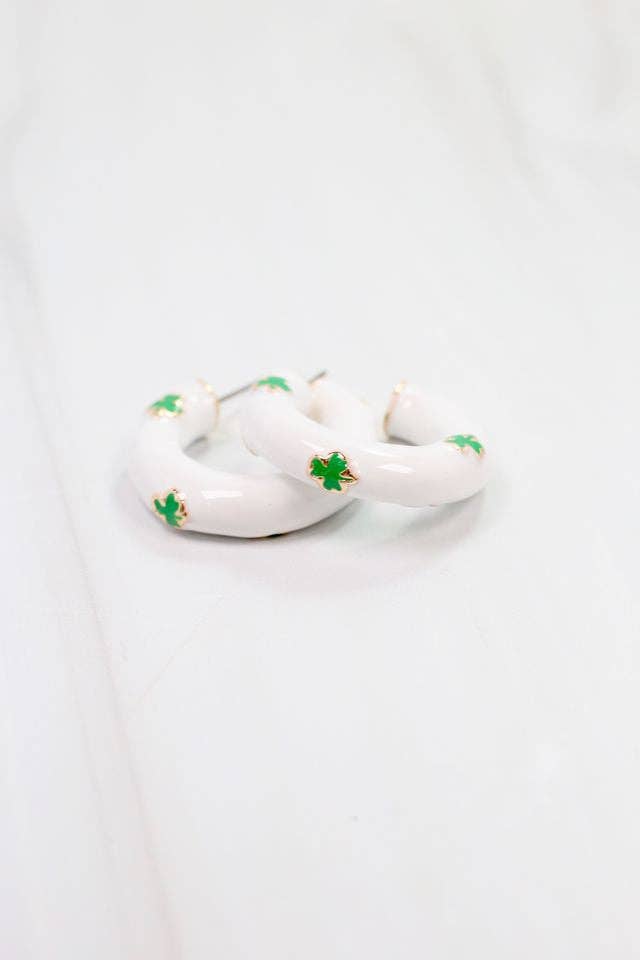 Caroline Hill - Shamrock Hoop Earring White