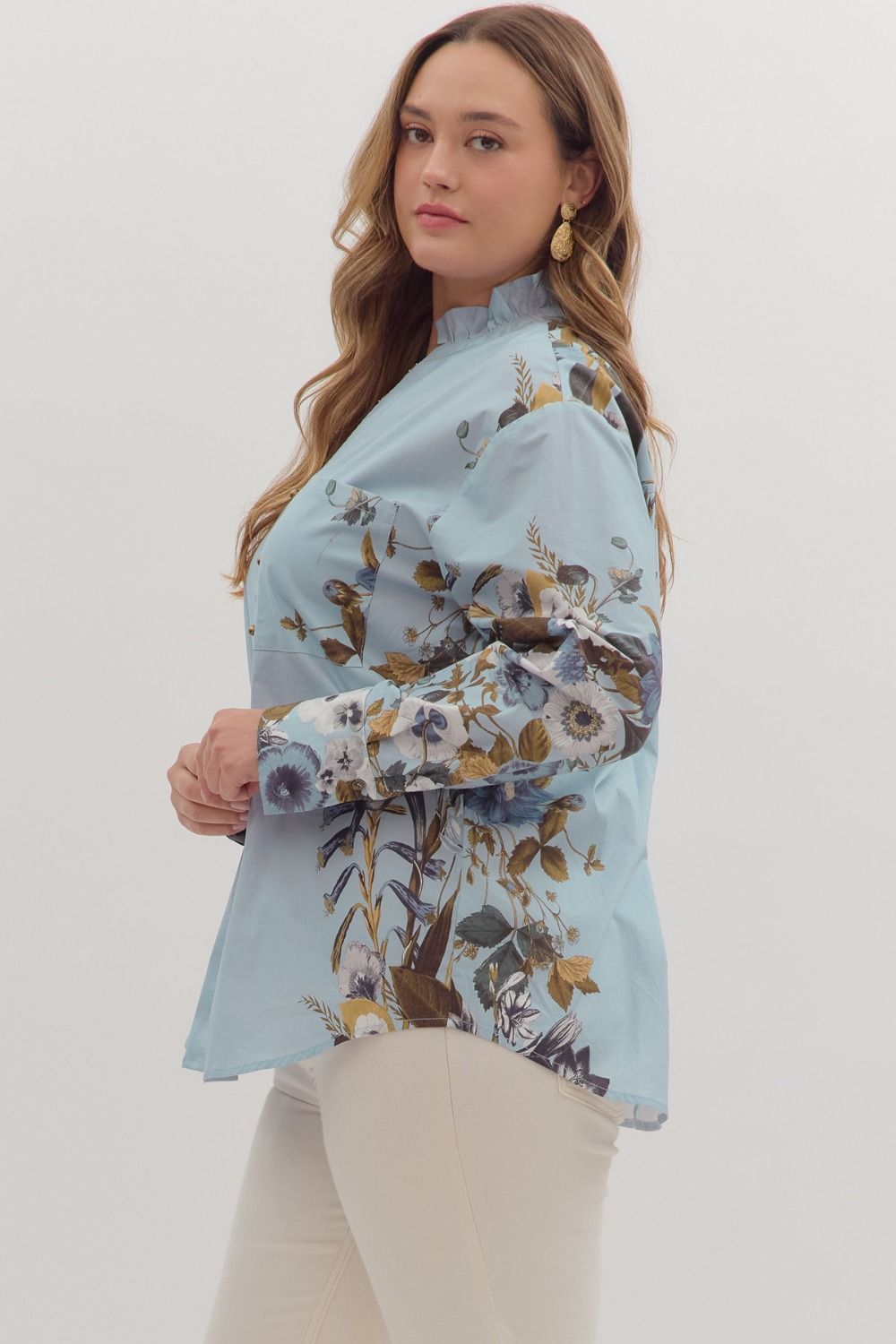 Baby Blue + Floral Blouse