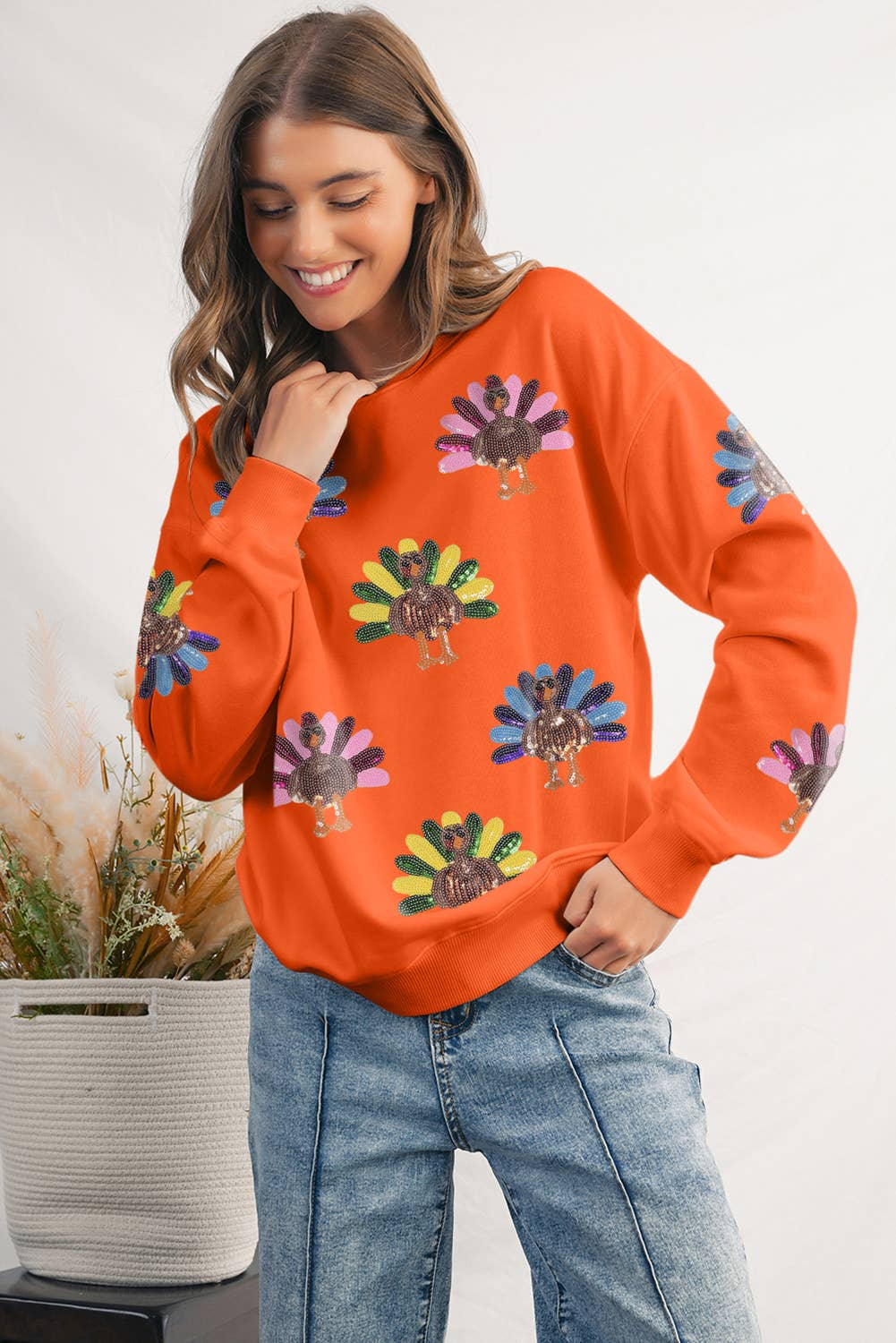 Fancy Turkeys Sweatshirt (Orange)