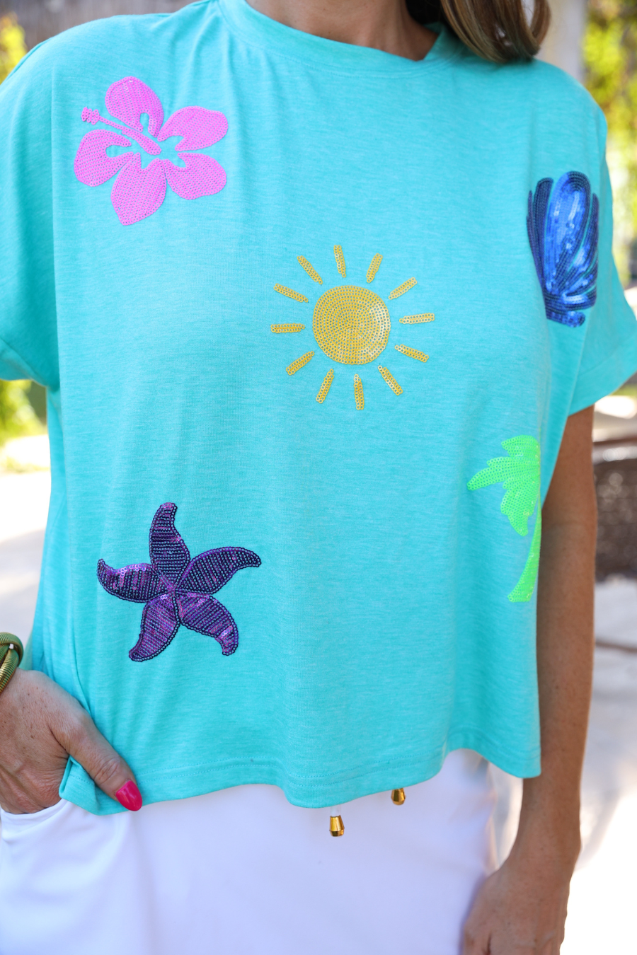 Seaside Sequin Patch Top