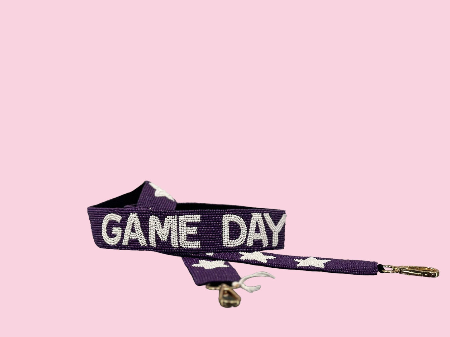 Camel Threads - Purple & White Game Day Beaded Bag Strap
