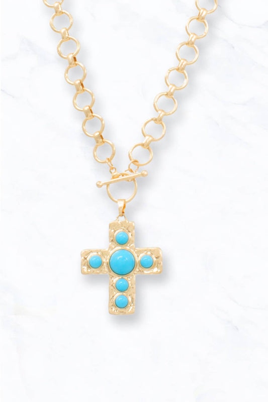 Gold Textured Cross Necklace