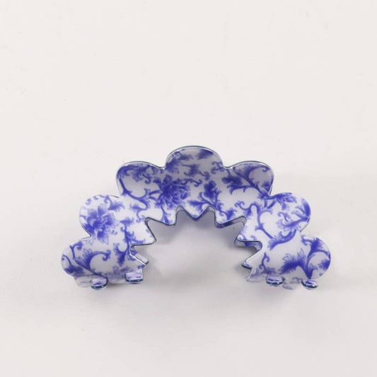 Vintage Porcelain Style Half Moon Hair Claw Clip