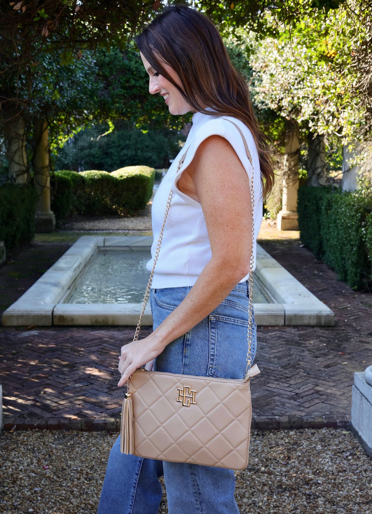 Madelyn Clutch/Crossbody TAN QUILTED LD