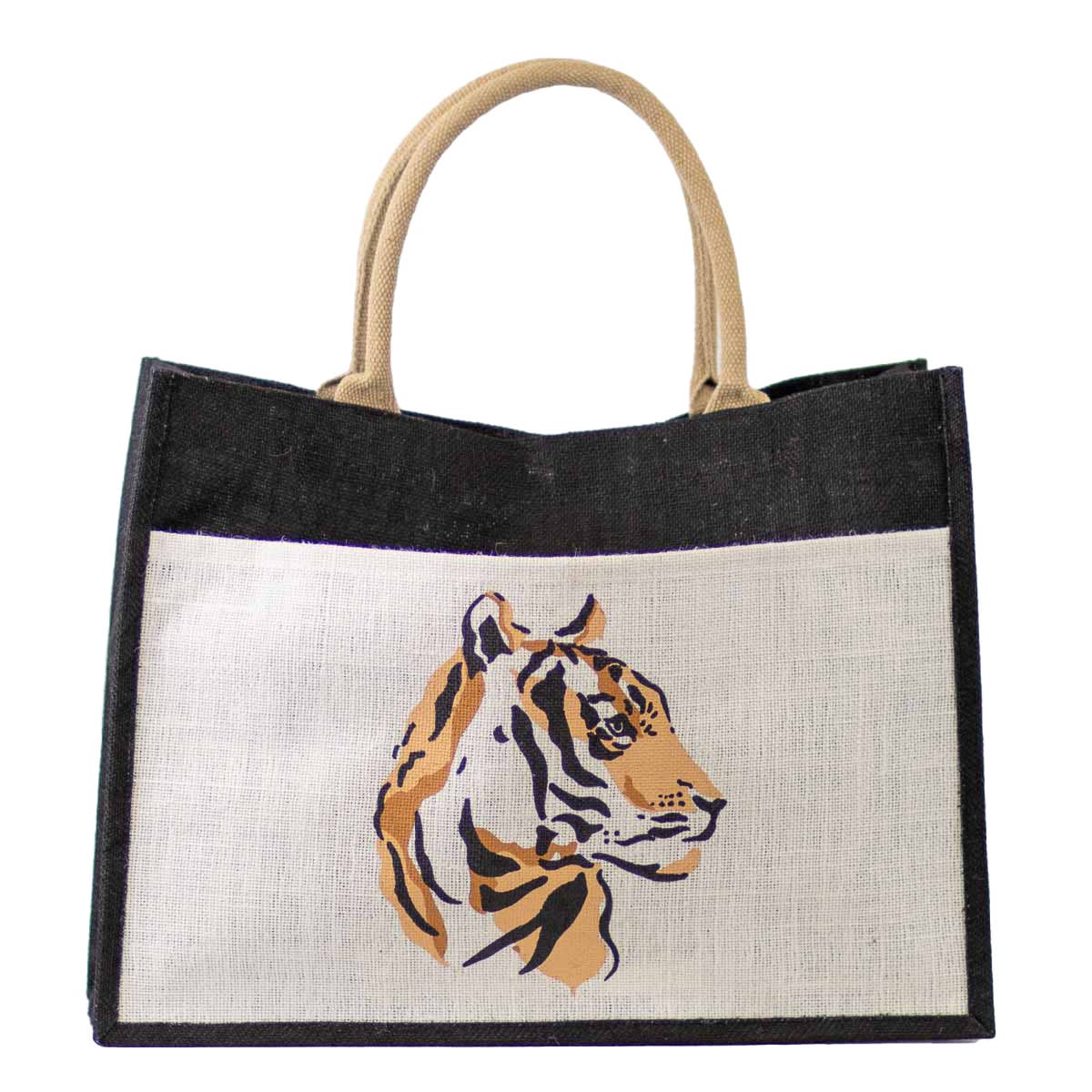 Tiger Jute Pocket Tote