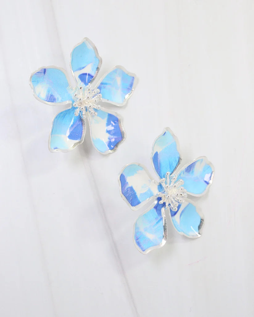 Monett Flower Post Earring Blue