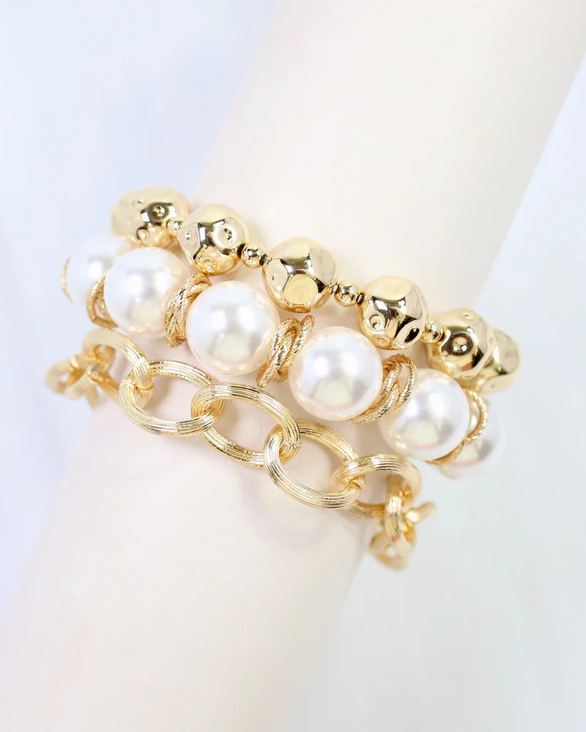 Zanesville Pearl Link Bracelet Set