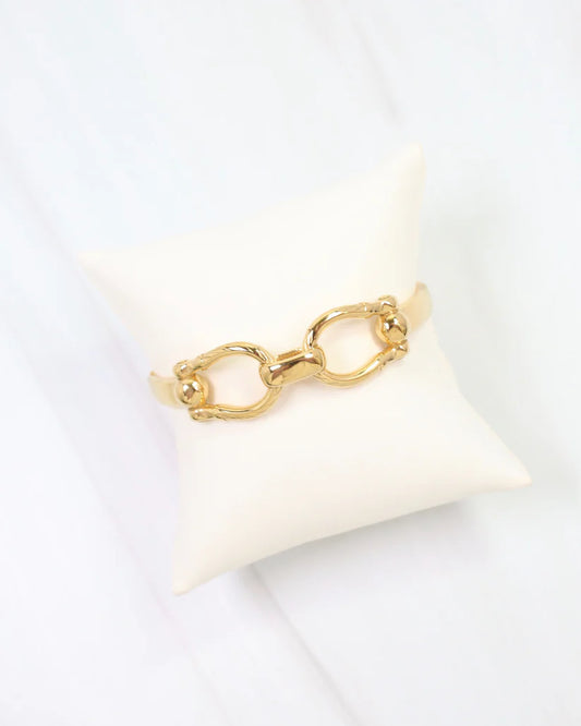 Lockport Horsebit Hinged Bracelet WP Gold