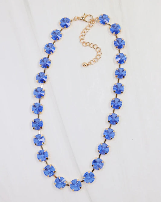 Roxanne Rhinestone Necklace Sapphire