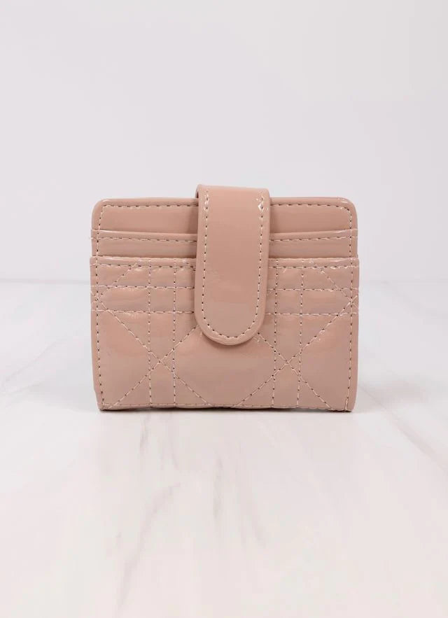 Tate Card Holder Wallet Pearl Taupe Patent