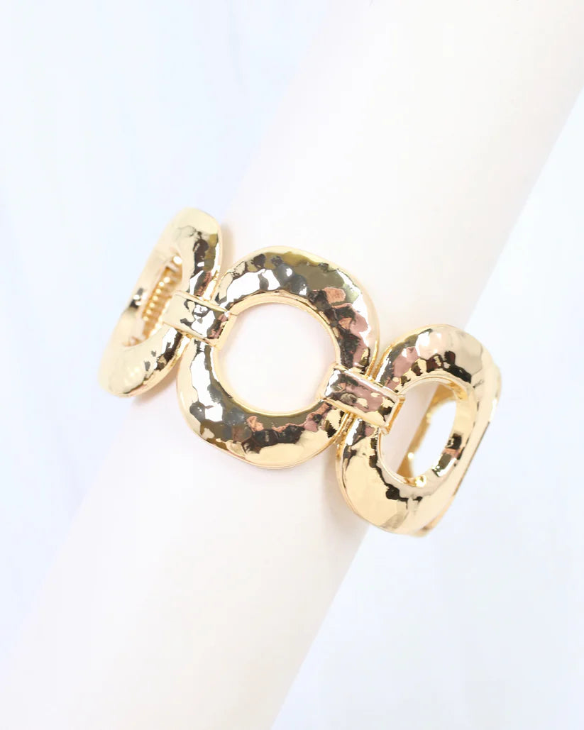 Cortland Hammered Circle Link Bracelet Gold