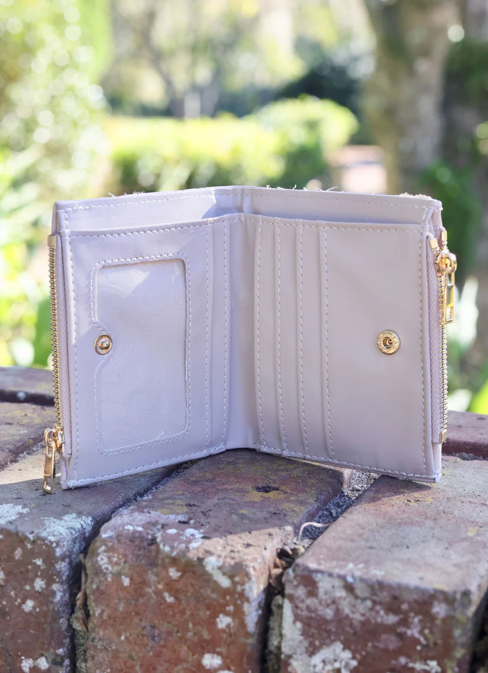 Monica Double Zip Wallet Nude Patent LQ