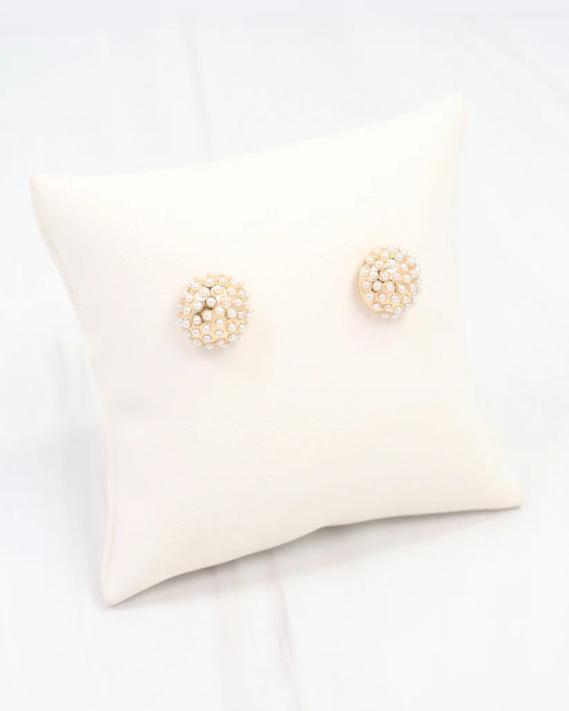 Modena Pearl Pave Stud Earring Gold