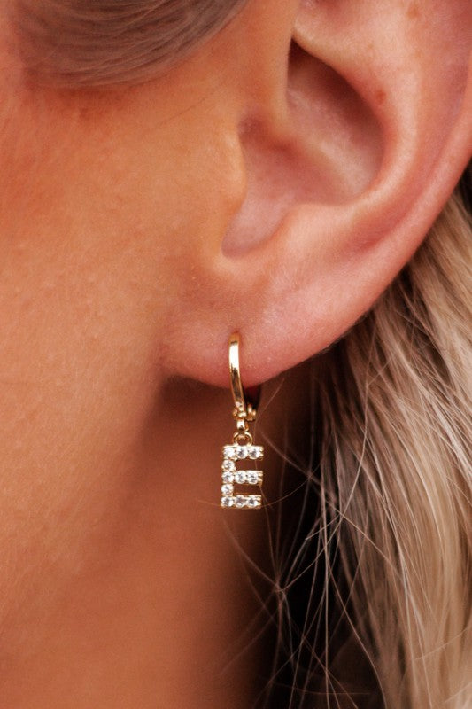 Initial Pave Drop Earring
