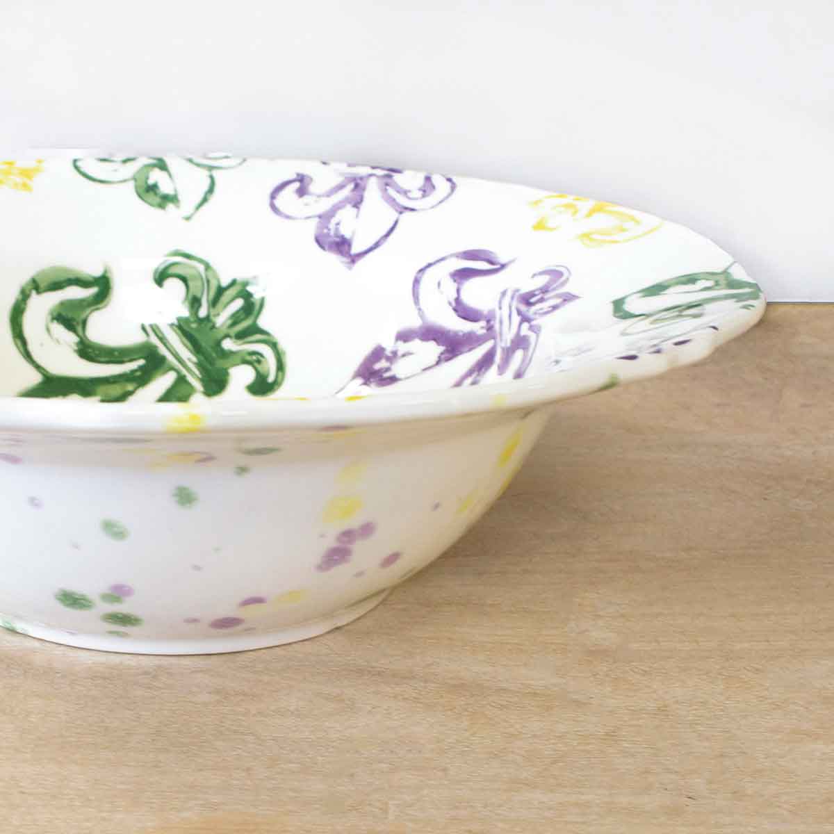 Watercolor Fleur de Lis Serving Bowl