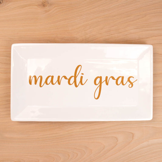 Mardi Gras Script Platter