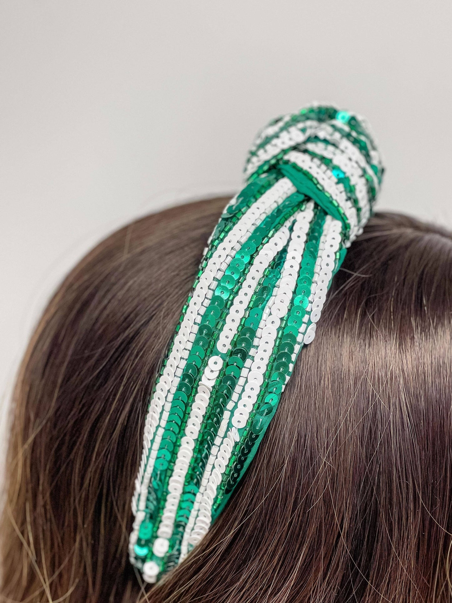Game Day Sequin Headbands - Green & White